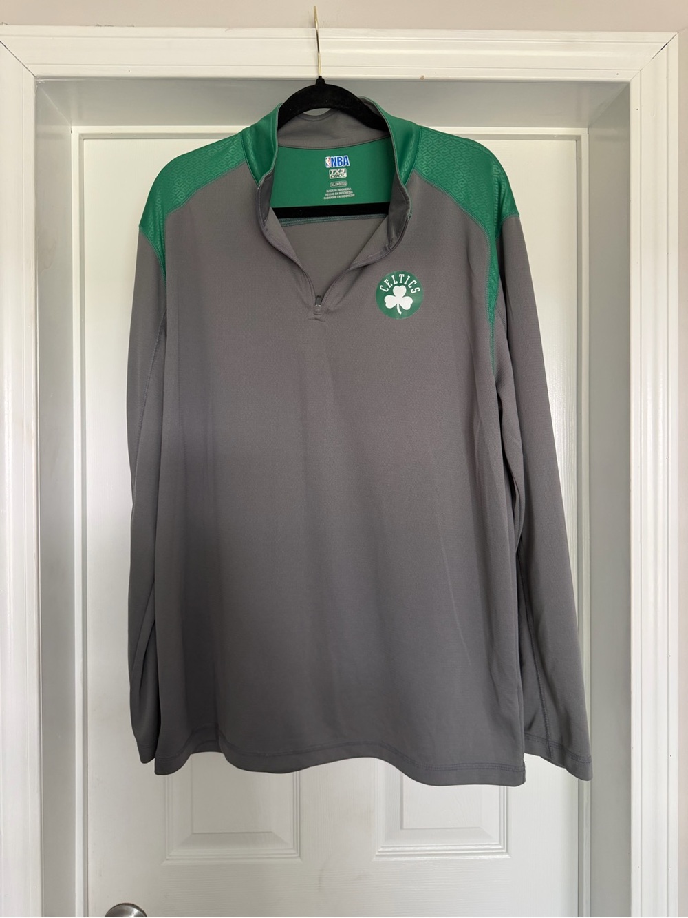 NBA Gray and Green Boston Celtics Quarter-Zip Pullover